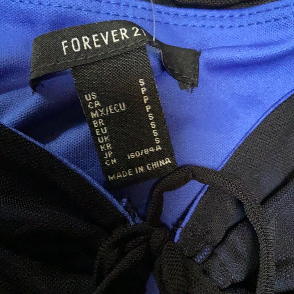 Black And Blue Mesh Cutout Dress - Picture 2 of 5